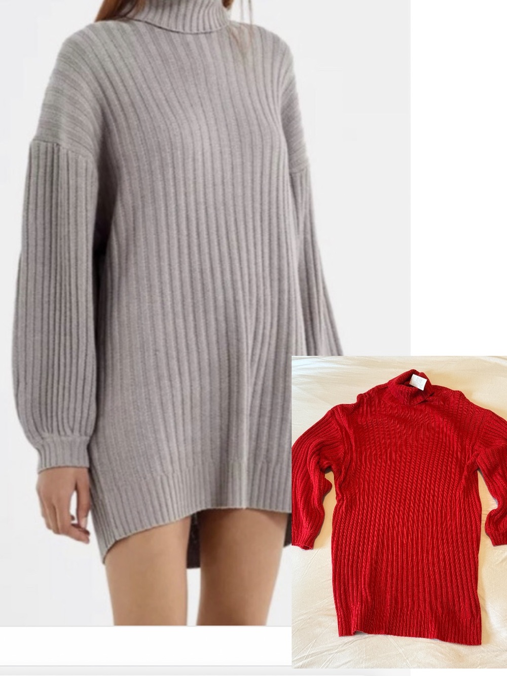 Urban Outfitters Red Ribbed Turtleneck Sweater Dress